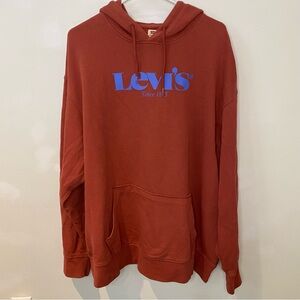 Levi's Men's XL Rust Orange Hoodie with Blue Logo